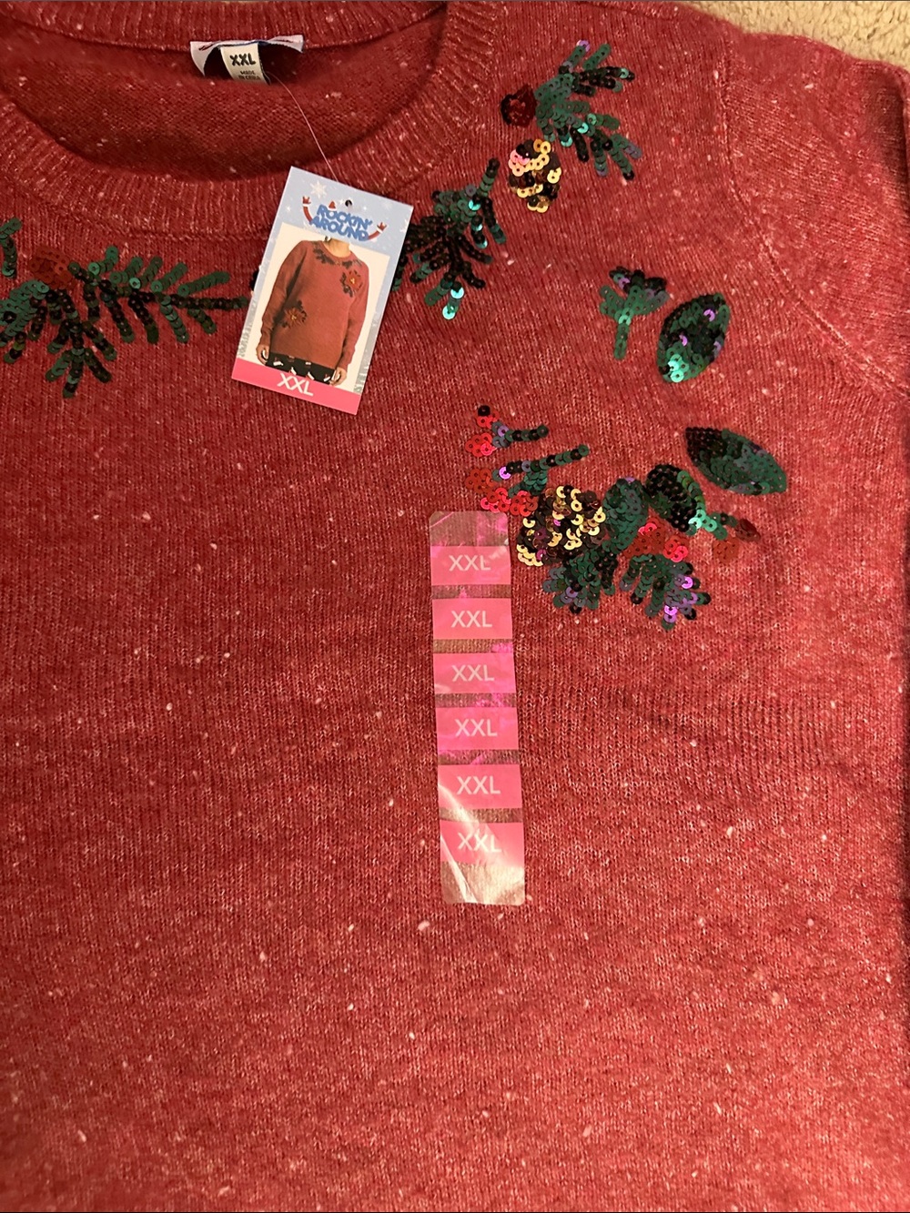 Rockin Around Pink Sequin Holiday Sweater Size XXL - Picture 4 of 6